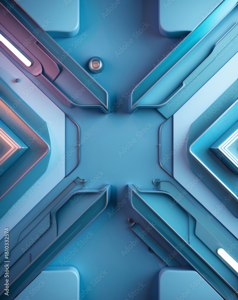 Poster abstract futuristic geometric design with modern shapes in a vivid cool color palette