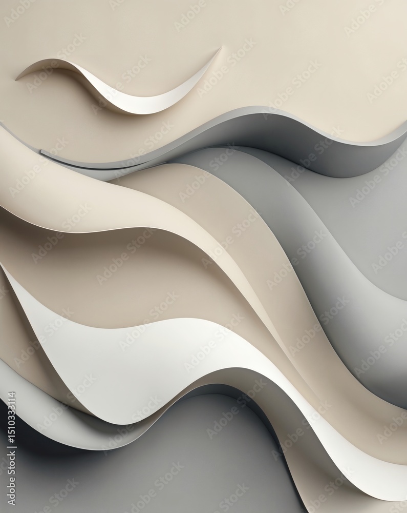 Aufkleber Abstract layered paper design with flowing waves and elegant pastel colors. The design embodies creativity and artistic expression. The composition forms a unique and aesthetically pleasing artwork.