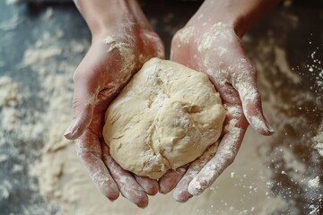 a woman makes dough with her hands