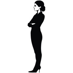 Elegant Silhouette of a Working Business Manager Woman in Professional Attire