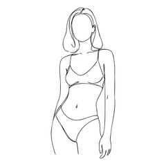Minimalist Female Figure Lingerie Line Art Vector