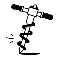 A hand drawn style icon showing a hand auger 
