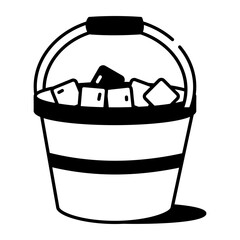 A hand drawn style icon depicting a coal bucket

