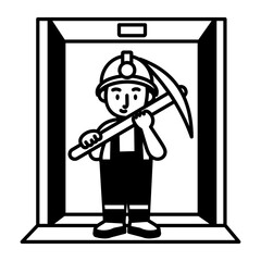 An icon of a tunnel worker designed in hand drawn style

