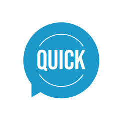 Quick Badge in Blue | Speed Icon Vector on White Background