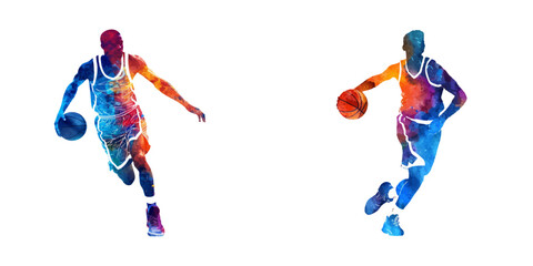 abstract color silhouette of basketball player watercolor vector illustration © Dar