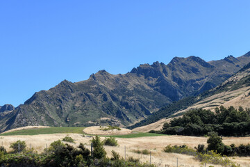 Drone view at lake Hawea on New Zealand
