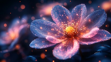 Glowing ethereal flower showcasing cosmic beauty with brilliant colors and a high resolution image.