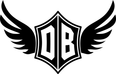 DB logo emblem with winged and shield template
