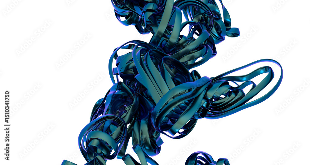 Leinwandbilder high-resolution image of teal ribbons swirling in abstract patterns. perfect for design backgrounds.