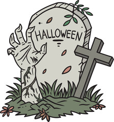 Zombie Hand from the Grave A Spooky Halloween t shirt Design for Celebration