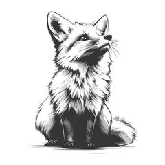 Cute Fox Cub Sitting Looking Up