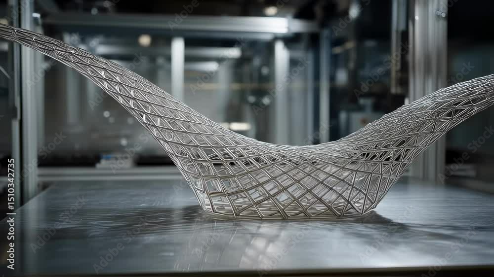Poster complex algorithms guide the extruder, creating a titanium keel with optimum structural strength thr