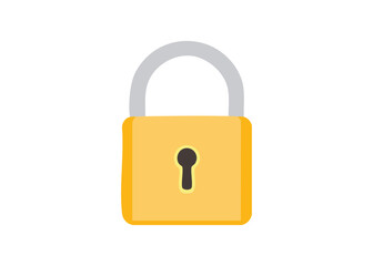 Simple illustration of a yellow padlock with a silver shackle and keyhole isolated