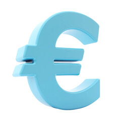 Obraz premium Light blue euro currency symbol isolated on transparent background