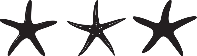 Starfish Silhouettes Vector Set &ndash; Sea Star Marine Animal Icons

