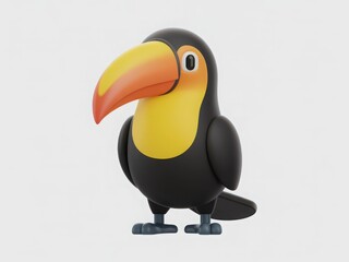 Naklejka premium Stylized Toucan 3D Render on White Background a Vibrant and Modern Tropical Bird Illustration