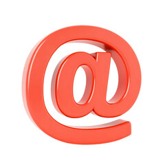 Red at symbol isolated on transparent background for email address use
