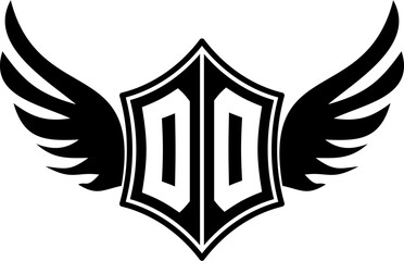 DD logo emblem with winged and shield template