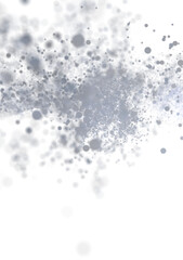 Soft grey particles burst on white background. Ideal for design, texture, and overlay.