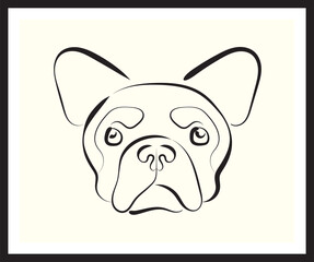Dog line art drawing. Vector poster. Living room poster, wall decoration poster 