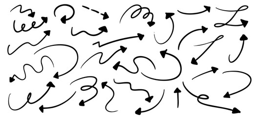 手書きの矢印のイラストセット　黒