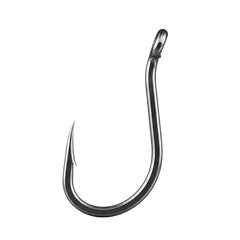 A sharp metal fishing hook isolated on a transparent background, perfect for fishing equipment branding, outdoor gear designs, and sport angling visuals