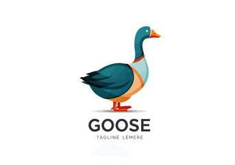 Obraz premium Stylized Teal and Orange Goose Illustration with Long Neck