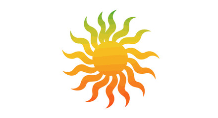 Fototapeta premium Stylized Sun with Gradient Rays in Yellow Orange and Green