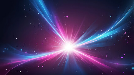Obraz premium Colorful Cosmic Light Burst with Radiant Neon Rays and Galactic Starfield Effect - ai