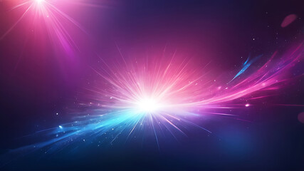 Fototapeta premium Colorful Cosmic Light Burst with Radiant Neon Rays and Galactic Starfield Effect - ai