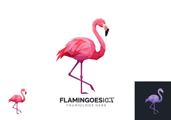 Obraz premium Geometric Flamingo Illustration with Pink and Purple Color Variations