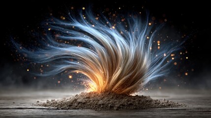 abstract digital particles in motion with dark background and blue glowing trails- Image #4
