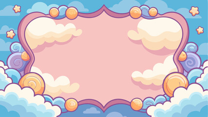 Pastel Sky Frame with Clouds Stars and Swirls for Presentations