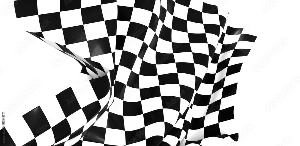 Poster The checkered flag waves in the wind signifying the finish line