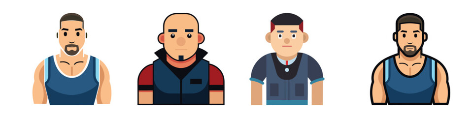 Club Bouncer Flat Illustration Simple Security Personnel Vector in Flat Style