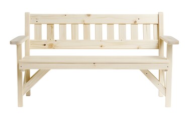 Beige wooden picnic bench. Interior design concept. Isolated object on white background