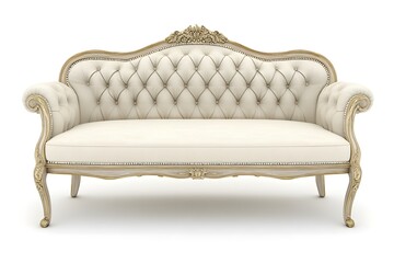 White royal retro bench. Interior design concept. Isolated object on white background