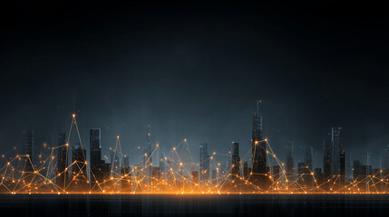 Futuristic cityscape with glowing nodes, symbolizing interconnected digital networks in a data-driven world series