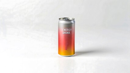Refreshing Energy Drink Can Mockup on White Background, Ideal for Branding and Advertising Designs
