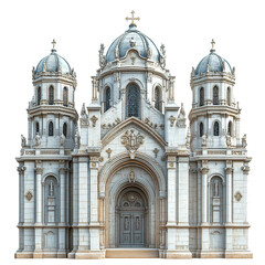 Fototapeta premium 3d front view illustration of the Église Saint-Eustache France monument isolated on a white background --stylize 300 --v 6.1.png 