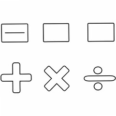 Obraz premium Simple outlined math symbols representing addition subtraction multiplication and division for educational design