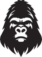 Black-and-White Stylized Gorilla Face Illustration