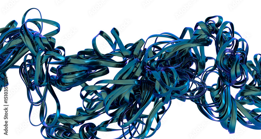 Poster high-resolution image of abstract swirling blue metallic ribbons. perfect for backgrounds, websites,