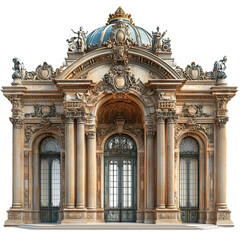Fototapeta premium 3d front view illustration of the Petit Palais France monument isolated on a white transparent background