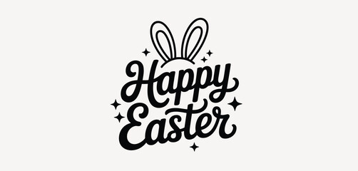 Happy Easter Bunny Ears Lettering Design