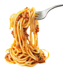 PNG Cooked bolognese spaghetti with fork pasta food delicious.