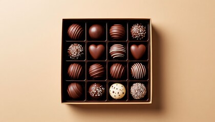 box of assorted chocolate candies on wooden table luxury gift packaging dessert indulgence concept of gourmet sweets confectionery