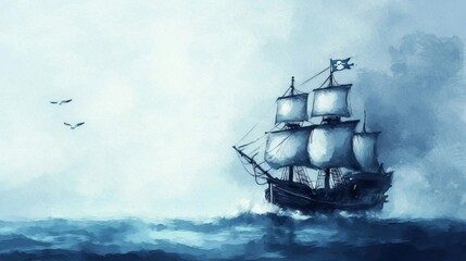 Obraz premium Seagulls soar above in a carefree depiction of maritime adventure.