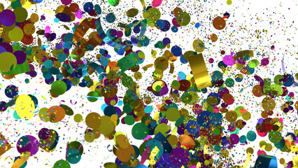 Vibrant celebration background with colorful confetti and ribbons. Perfect for party invitations, festive designs, and celebratory gra © vegefox.com